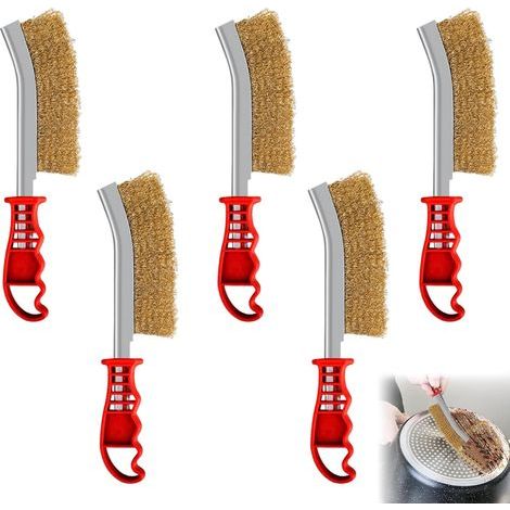 5 Pièces Brosse Barbecue, Acier Inoxydable Multifonctionnel Brosse Metallique a Main, Metallique a Main avec Poignée pour Nettoyer Les Résidus de Gril, de Gril à gaz, de à Charbon de Bois (1/5)