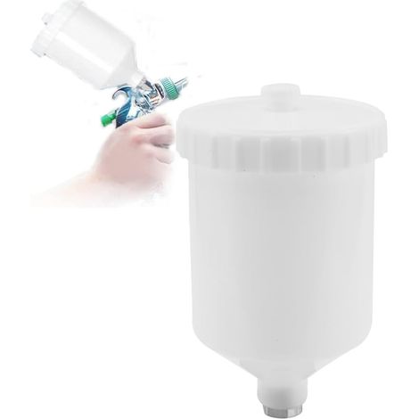 Gobelet 600 ML pour à Peinture, 600Ml Arrosoir De Peinture Outil De Pulvérisation d'air Outil De Pulvérisation De Connecteur De Filetage De Pot en Plastique (1/5)