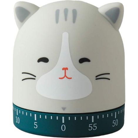 Simpatico timer da cucina a forma di gatto, con timer da 60 minuti, rotazione a 360 gradi, realizzato in plastica ABS, adatto per cuocere al forno, bollire e altre preparazioni culinarie.