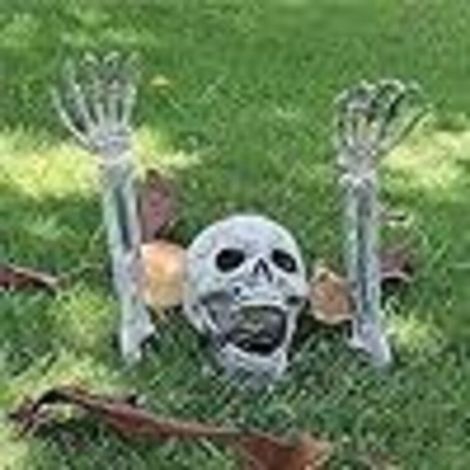Autres objets déco,Décorations d'Halloween en plein air, décoration réaliste de squelette effrayant pour jardin, lot de 3 décorations de crâne