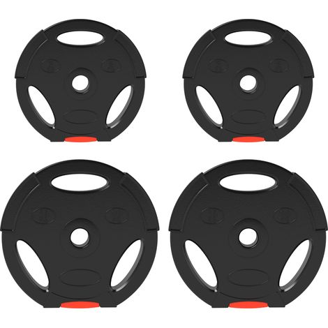 Set de discos de pesas 4 piezas 2 x 10 kg y 2 x 5 kg para barra de 2,5 cm, agujero Ø 30 mm, negro (1/5)