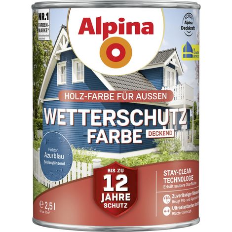 Alpina Wetterschutzfarbe 2,5 L azurblau Holzschutzfarbe (1/3)