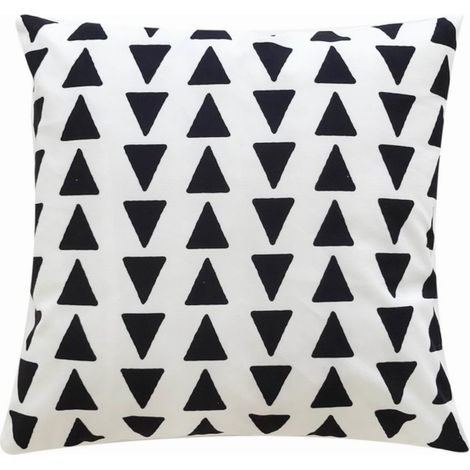 Housse De Coussin Motif Triangles Noirs Pour Canapé Salon Chambre À Coucher Décoration Intérieure 1 Pièce (1/5)
