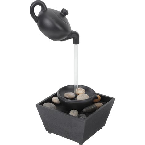 Fontaine Cascade Bureau Plastique Noir Facile Utiliser Circulation Automatique eau Décoration Zen Élégante Bureau Magasin Design (1/5)
