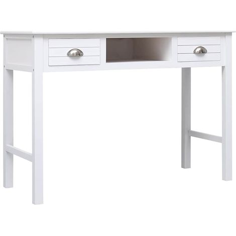 Maison Exclusive - Scrivania Bianca 108x45x76 cm in Legno Massello di Paulownia (1/5)