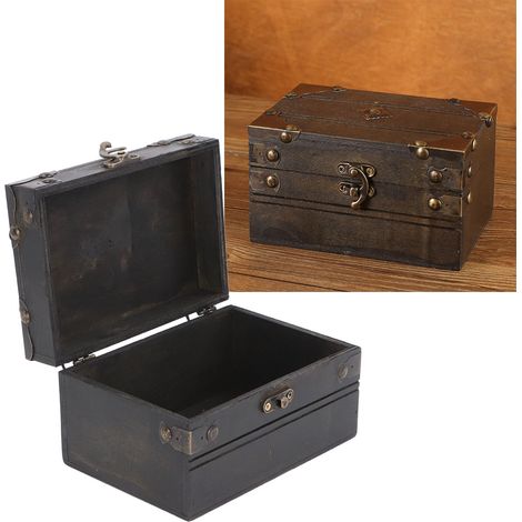 Neue Retro-Aufbewahrungsbox aus gealtertem Holz, dekorative Aufbewahrungsbox für klassische Film- und Fernsehrequisiten, Schmuck- und Halskettenbox. (1/5)