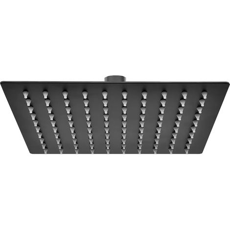 Soffione doccia quadrato 30x30 cm in acciaio inox nero opaco anticalcare (1/5)