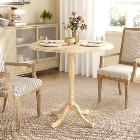 Table à manger ronde pour 4 personnes Ø 80 cm. table de cuisine. piétement en acier. style moderne. bois naturel