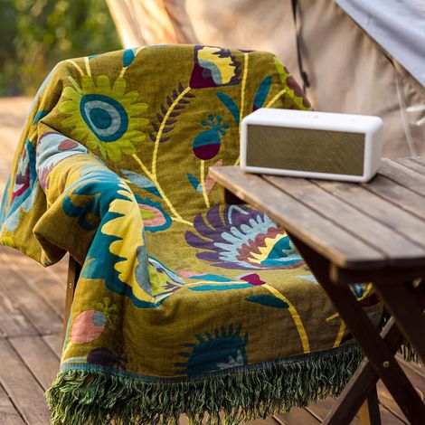 Large Couverture Bohémienne Double Face - 100% Coton Biologique Tissé à la Main pour Lit et Canapé, Accent Boho Douillet pour Canapés 2-3 Places et Fauteuils - 200x230cm, Jaune Vibrant (1/5)