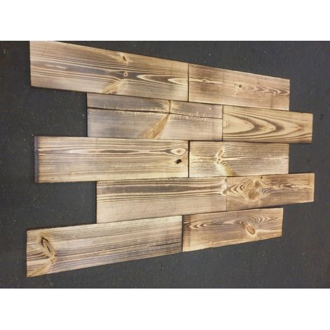 10 Stück neue breite geflammte Holzbretter König 12,5 x 48cm aus Nadelholz (1/5)