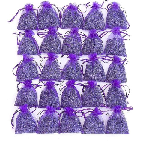 Sachet de 25 sachets de fleurs de lavande séchées sachets de lavande pour tiroirs et placards (1/4)