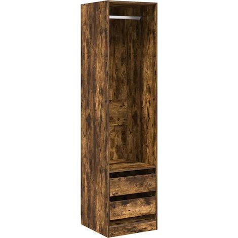 Elegante mobile contenitore con cassetti 50 x 50 x 200 cm in legno composito finitura rovere affumicato 020048154