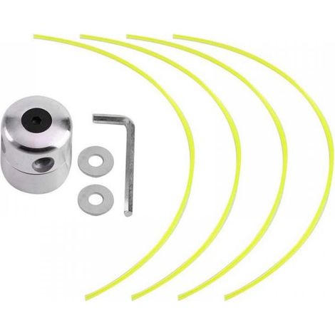 Tête de débroussailleuse de rechange universelle en aluminium avec 4 cordes de désherbage 1 clé 2 rondelles, support tondeuse M10 (1/5)