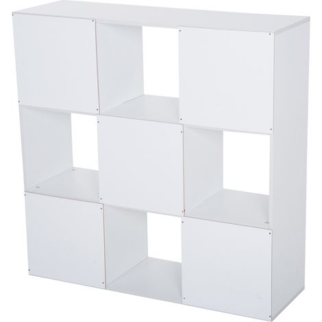 Étagère à 3 niveaux, meuble de rangement à 9 cases, étagère autoportante, séparateur de pièce, étagère d'exposition, 91,5 x 29,5 x 91,5 cm, bois (1/5)