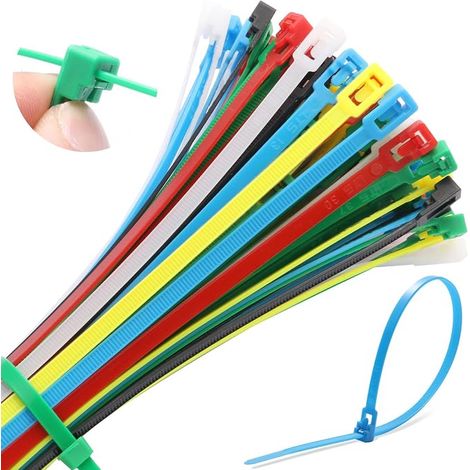100 x Reusable Cable Tie 0.8 x 250 mm Heavy Duty Plastic Cable Ties Black Nylon Cable Clamp UV Resistant Plastic (1/5)