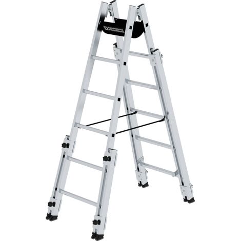 MUNK Aluminium Stehleiter, treppengängig, mit 4 Holmverlängerungen 2x6 Sprossen (1/5)