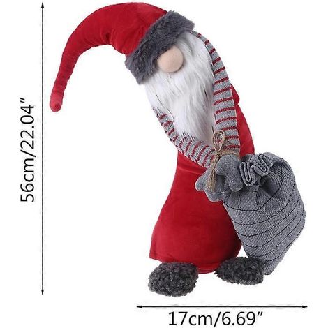 Père Noël avec sac, gnome, poupée, ornements en peluche, bricolage, mignon, dessin animé, nain, elfe, décoration de Noël pour la maison, intérieur et extérieur, festif E7CB (1/5)