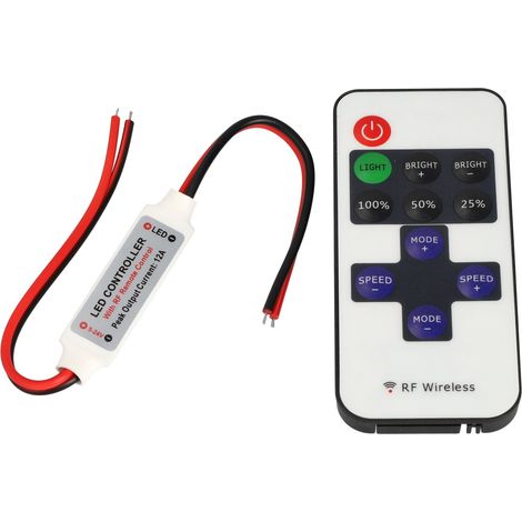Jandei - Kit de controlador de tiras led monocolor. Brillo ajustable. Controlador + control remoto. 12V/24V. 6A