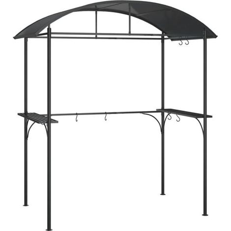 Gazebo et cadre latéral de barbecue sans fumée couleur charbon, dimensions : 220x115x230 cm, acier. (1/5)