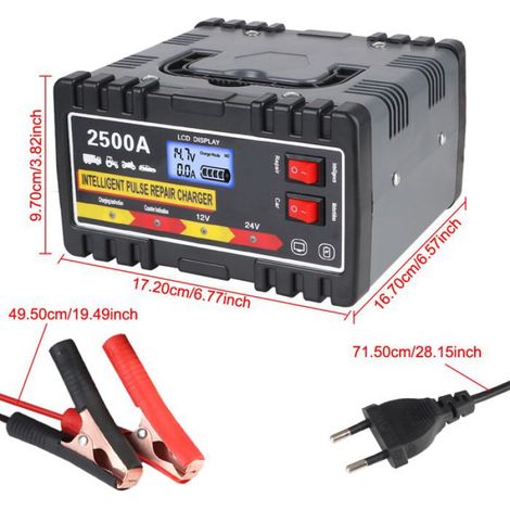 Chargeur de batterie 6A/24V 8A/12V - Écran LCD - Chargeur de Batterie Intelligent 220W - pour Voiture Moto Camion (1/5)