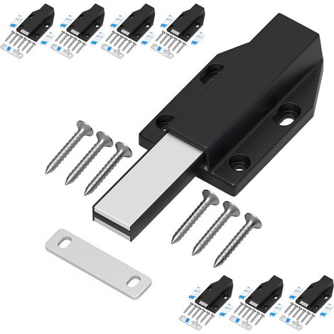 Serrure à Pression Magnétique sans Clous Placard Aimant Fermeture pour Armoire Tiroir Systeme Loquet Magnetique Verrou Poussoir Porte Amortisseur Pour La Porte de Placard Noir 8 Pièces (1/5)