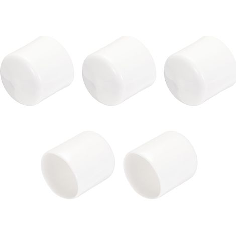 5Pcs Embouts en Caoutchouc de 29 mm de Diamètre Intérieur pour Tubes Ronds en Vinyle, Capuchon de Boulon, Protecteurs de Filetage de Vis, Blancs (1/4)