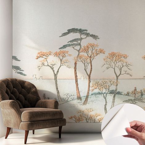 Selbstklebende Tapete - Wanddekoration Wohnzimmer - Tapete Schlafzimmer Ruhige Landschaft 250x250 cm (1/5)