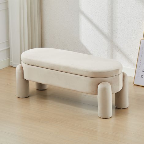 Wahson Banc Banquette en Velours,Banc de Rangement Pliable, Banc de Lit pour Salon et Chambre, Banquette d'entrée avec Design, Kaki
