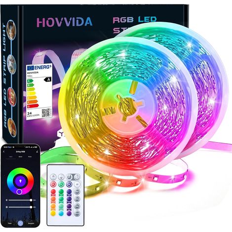 Ruban LED LED 20M WiFi, Compatible avec Alexa et Google Home, 30 LED/Mètre, 2x10M, 600 LED, RVB 24V Bande LED, APP et Télécommande, Mode Musique, LED pour Chambre, Salon, Cuisine, Fête (1/5)