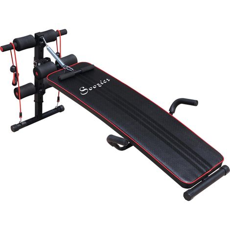 Banc de musculation multifonctionnel réglable en hauteur avec fixation des jambes réglable en 4/5 points, banc d'entraînement pour un travail complet du corps, banc plat, banc incliné, appareil pour a (1/5)