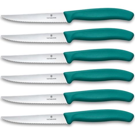 Victorinox Set 6 Coltello a Punta Seghettato - 11cm Verde