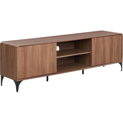 TV Stand Dark Brown MDF Metal Legs Modern Cabinet Cable Management Living Room COWELL (1/5)