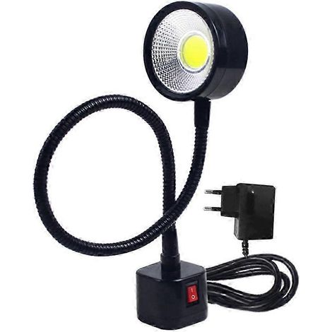 Lampe de travail LED à col de cygne flexible et base magnétique, 220 V, 5 W, pour tours, fraiseuses, perceuses, éclairage industriel, prise européenne (1/5)
