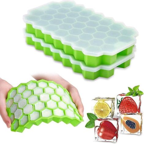 2-Piece Set - Hexagonal Ice Trays - Ideal Ice for Elegant, Eye-Catching, and Attractive Drinks - Perfect Ice Trays for Any Occasion and Type of Drink (gre) (1/4)