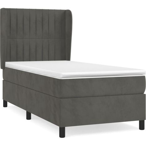 Maison Exclusive - Cama box spring con colchón terciopelo gris os (1/5)
