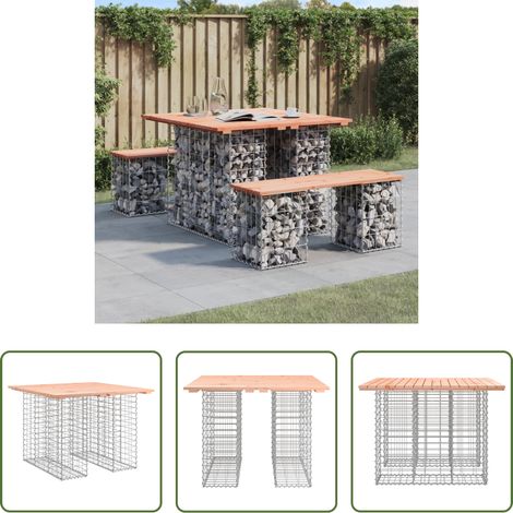 vidaXL Douglasienholz - Gartentisch aus Gabionen 100x102x72 cm Massivholz Douglasie (1/5)