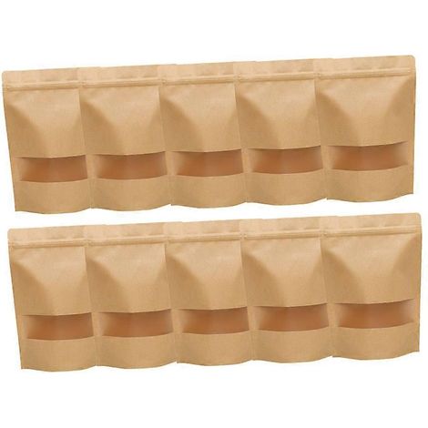 50 sachets d'emballage pour biscuits avec fermeture éclair, sachets en papier à fenêtre, sachets d'emballage autoportants-14X9cm (1/2)