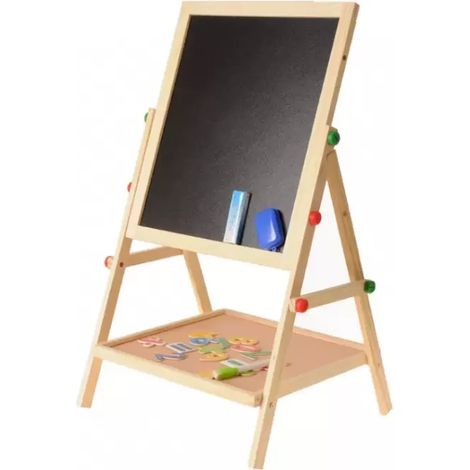 Ardoise Blanche Et Noire En Bois Pour Enfants - Chevalet Double Face Avec Bac De Rangement - Bords Arrondis Sécurisés - Matériau Écologique - À Partir De 3 Ans - 1 Pièce (1/5)
