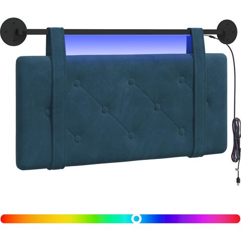 Maison Exclusive - Hängendes Kopfteil Mit LED Licht Blau Samt