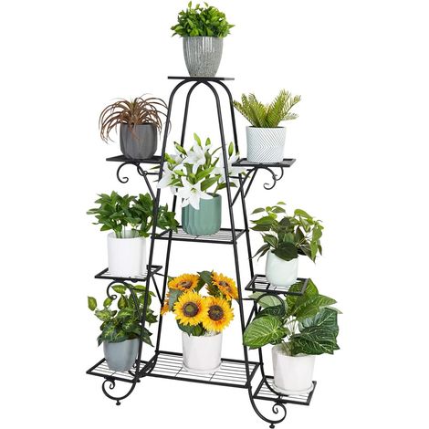 Etagere Plante Metal Interieur Exterieur Porte Pot de Fleur Support pour Jardin Salon Balcon - 89,5 x 130 cm (1/5)