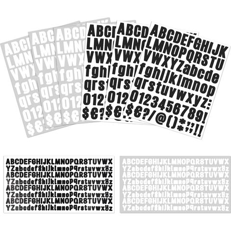 Letters Numbers Stickers Set, 8 Sheets Self Adhesive Vinyl Letters Numbers Kit 2 Sizes Mailbox Numbers Sticker Address Number for Mailbox, Home, Signs, Door, Cars(Black&White) (1/5)