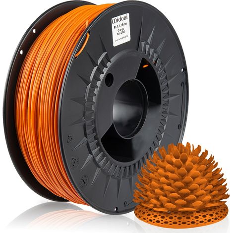 5 x MIDORI® 3D Drucker 1,75mm PLA Filament 1kg Spule Rolle Premium Orange RAL2000 (1/5)