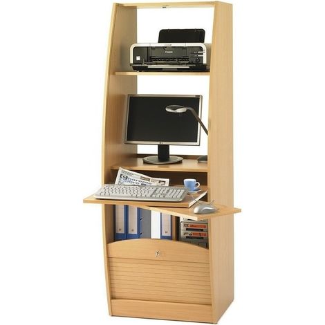 Armoire Informatique Galbée Largeur 60 cm 5 Niches - Coloris: Hêtre (1/3)