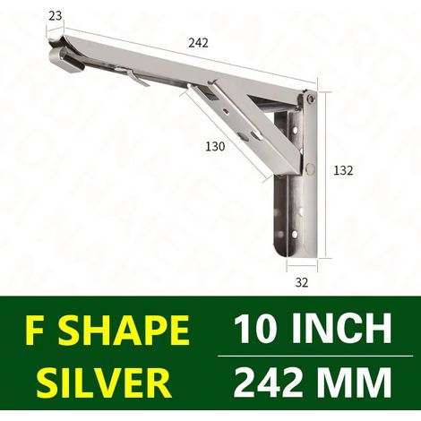 (Argent 25 cm - Espagne) 2 équerres triangulaires pliables, support robuste, réglables, fixation murale, pour banc, table ou étagère, quincaillerie pour meubles (1/5)