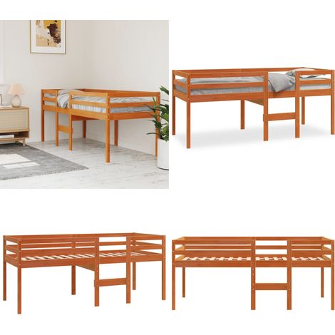 Hochbett Wachsbraun 90x190 cm Massivholz Kiefer - Kinderbett - Hochbett - Jugendbett - Massivholzbette - Kiefernbett - Home & Living (1/5)