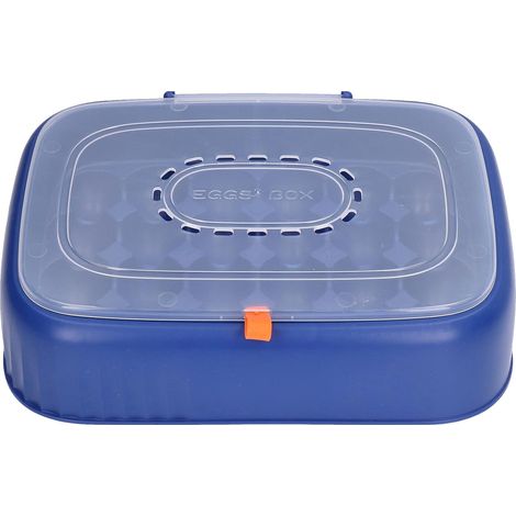 24 conteneurs d'oeufs ABS plateau d'oeufs boîte de rangement réfrigérateur organisateur bacs avec évents respirants (Bleu marine) (1/5)