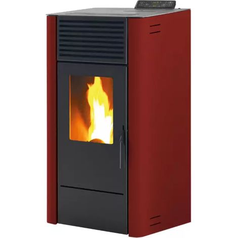 stufa a pellet ventilata caris "dalia" bordeaux 7,5 kw (1/3)
