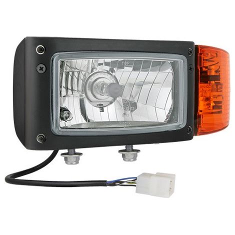 Halogen-Scheinwerfer mit Blinker, links, 4 Funktionen, Abblend- und Fernlicht, 12–24 V