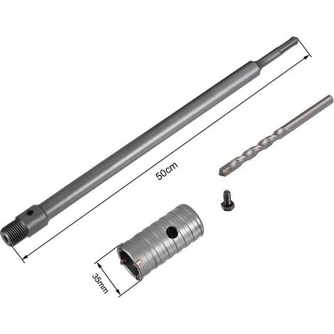 Fresa A Tazza 35 Mm Asta Prolunga 50 Cm Per Trapano Attacco Sds Plus