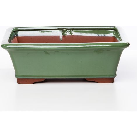 Vaso bonsai smaltato rettangolare cm. 30 Verde pisello (1/2)